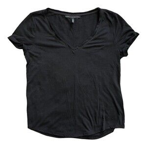 White House Black Market Black Casual V-neck Tee S
